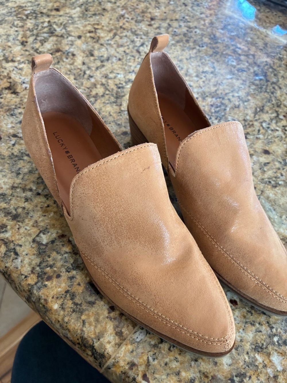 Lucky Brand Woman’s Mahzan Light Tan Suede Slip-On Loafers